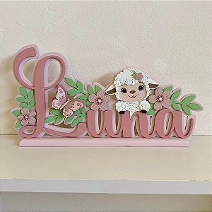 Placa de Nome Ovelhinha - Base de 55cm (Nome acima de 06 Letras)