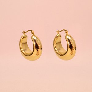 Brinco Argola com Fecho Italiano Folheado a Ouro 18k