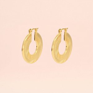 Brinco Argola Trabalhada Folheado a Ouro 18k