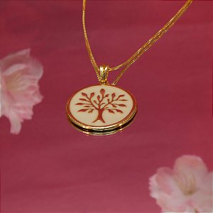 Gargantilha Árvore da Vida com Resina Folheado a Ouro 18k