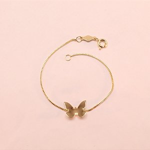 Pulseira com Pingente Borboleta Folheado a Ouro 18k