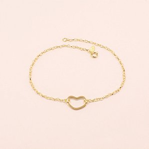 Tornozeleira com Pingente de Coração Folheado a Ouro 18k