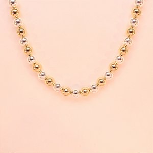 Gargantilha de Bolinhas Folheada a Prata e Ouro 18k