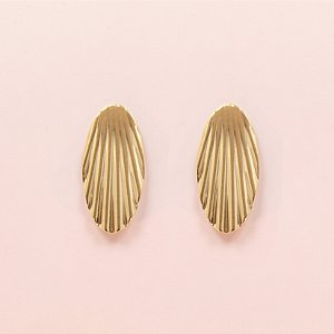 Brinco com Design Plissado Folheado a Ouro 18k