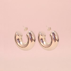 Brinco Argola de Tubo Folheado a Prata