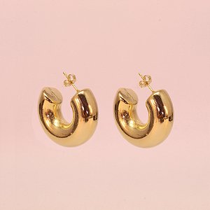 Brinco Argola de Tubo Folheado a Ouro 18k