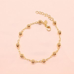 Pulseira com Detalhes em Bolinhas Folheada a Ouro 18k