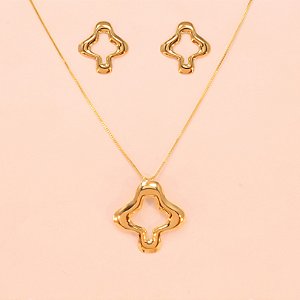 Conjunto com Design Orgânico Folheado a Ouro 18k