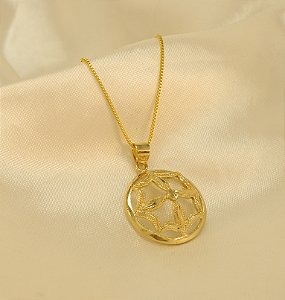 Gargantilha Redonda Trabalhada Banhado a Ouro 18k