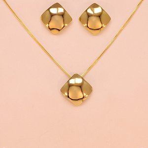 Conjunto Quadrado com Design Chapado Folheado a Ouro 18k