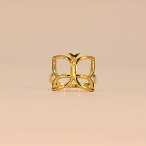 Anel Vazado com Design de Borboleta Folheado a Ouro 18k