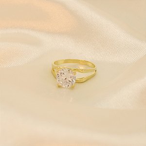 Anel Vazado com Zircônia Folheado a Ouro 18k