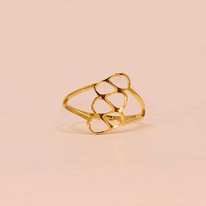 Anel com Design Vazado Folheado a Ouro 18k