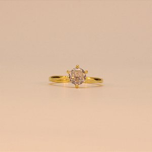 Anel Solitário com Zircônia Cristal Folheado a Ouro 18k