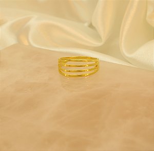 Anel com Quatro Aros Lisos Folheado a Ouro 18k