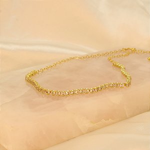 Corrente Choker Cravejada em Zircônia  Folheado a Ouro 18k