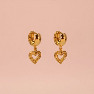 Brinco Argola com Detalhes em Zircônia Folheado a Ouro 18k