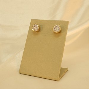 Brinco de Zircônia em Cravação Inglesa Folheado a Ouro 18k