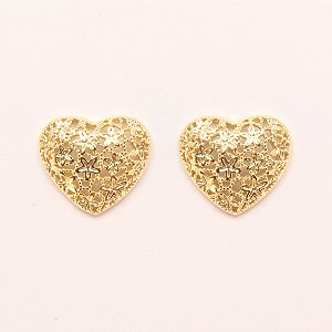 Brinco com Design de Coração Trabalhado Folheado a Ouro 18k