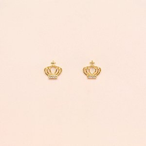 Brinco Coroa com Detalhe em Zircônia Folheado a Ouro 18k