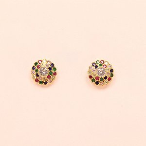 Brinco Trabalhado em Zircônias Folheado a Ouro 18k