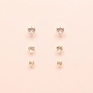 Brinco em Trio de Coração com Zircônia Folheado a Ouro 18k