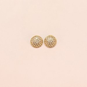 Brinco Cravejado em Zircônia Cristal Folheado a Ouro 18k