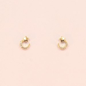 Brinco Lua e Estrela com Zircônia Folheado a Ouro 18k