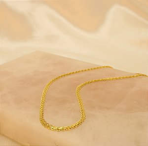 Corrente com Malha Trabalhada Folheado a Ouro 18k