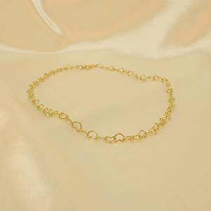 Corrente com Elos de Corações Folheado a Ouro 18k