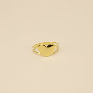 Anel com Design de Coração Folheado a Ouro 18k