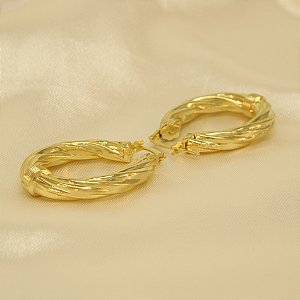 Brinco Argola com Design Torcido Banhado a Ouro 18k