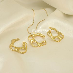 Conjunto com Design Orgânico Banhado a Ouro 18k