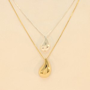 Gargantilha Dupla de Gotas Folheado a Prata e Ouro 18k