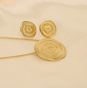 Conjunto com Design Orgânico Banhado a Ouro 18k