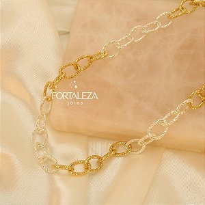 Gargantilha Diamantada Banhado a Prata e Ouro 18k