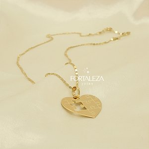 Gargantilha com Design de Quebra-Cabeça Banhado a Ouro 18k