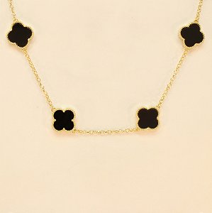 Gargantilha de Trevo Resinada Banhado a Ouro 18k