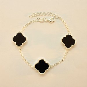 Pulseira de Trevo com Resina Folheada a Prata