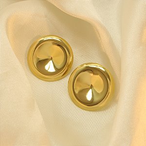 Brinco com Design de Botão Folheado a Ouro 18k