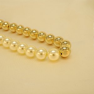 Gargantilha de Pérolas Bicolor Folheado a Ouro 18k