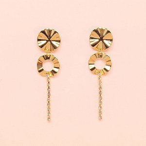 Brinco Martelado com Fio de Zircônia Folheado a Ouro 18k