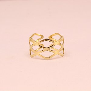 Anel Regulável com Design Entrelaçado Folheado a Ouro 18k