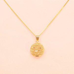 Gargantilha Redonda Trabalhada Folheado a Ouro 18k