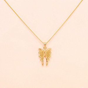 Gargantilha com Pingente de Borboleta Folheado a Ouro 18k