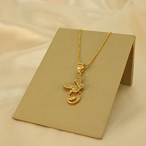 Gargantilha com Borboleta Diamantada Banhado a Ouro 18k