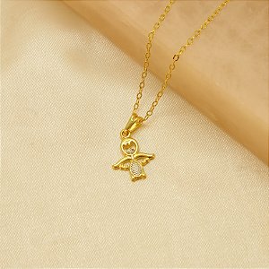 Gargantilha de Anjo com Zircônia Folheado a Ouro 18k