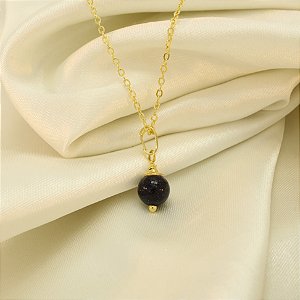 Gargantilha com Bolinha Marmorizada Banhado a Ouro 18k