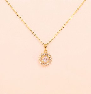 Gargantilha com Pingente em Zircônias Folheado a Ouro 18k