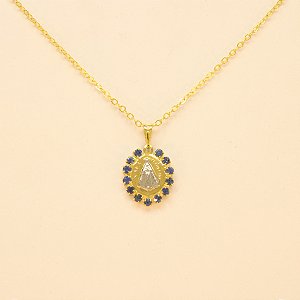 Gargantilha Nossa Senhora com Zircônia Folheado a Ouro 18k